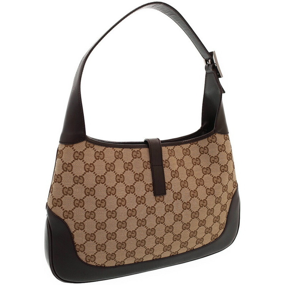Gucci Jackie Leather Shoulder Web Bag Stripe Brown